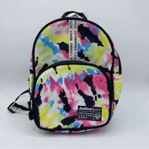 Justice Mini Sports Backpack Tie Dye Bag 10 Inches Travel Pink Yellow Black Gift